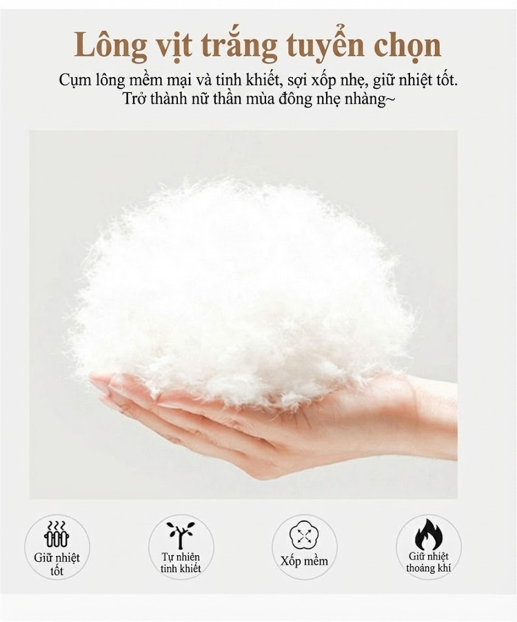 Áo Khoác Phao Nữ Lông Cừu Non Cổ Trụ Ngắn Màu Nâu chi tiết 10