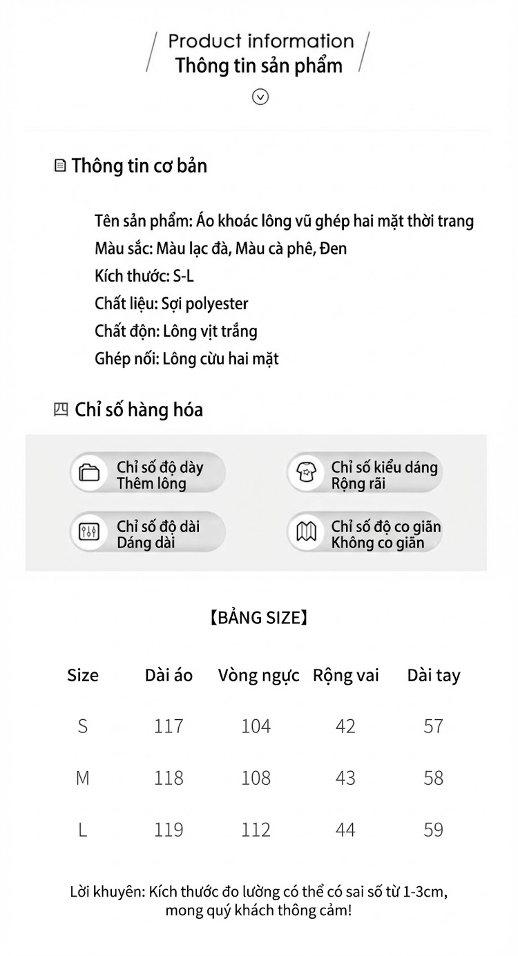 Áo Khoác Phao Nữ Lông Vũ Áo Khoác Dạ Hai Mặt Dáng Dài Thắt Eo Màu Nâu, Đen, Be chi tiết 12