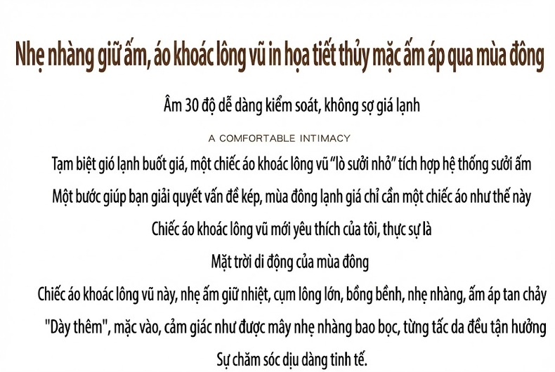 Áo Khoác Phao Nữ Lông Vũ Dáng Ngắn Cổ Trụ In Họa Tiết Màu Trắng Kem, Đen chi tiết 1