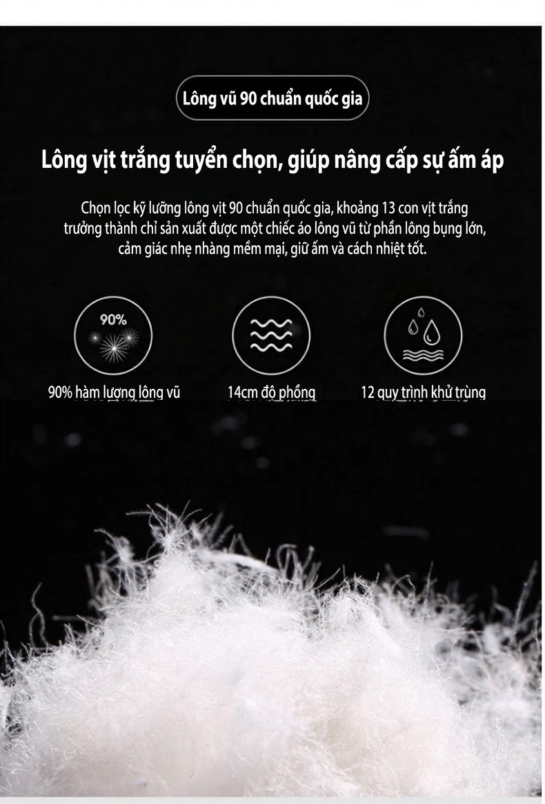 Áo Khoác Phao Nữ Ngắn Dáng Ôm Lông Vịt Trắng Màu Trắng, Nâu, Đen, Đỏ chi tiết 9
