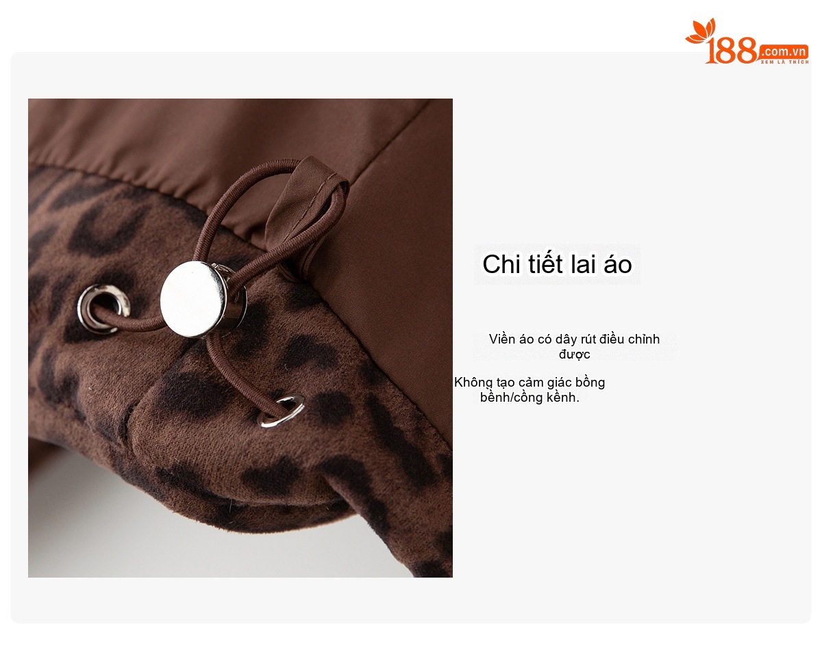Áo Khoác Phao Nữ Ngắn Họa Tiết Da Báo Thời Trang chi tiết 10