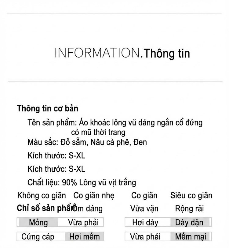 Áo Khoác Phao Nữ Ngắn Tay Dáng Bánh Mì Lông Vịt Trắng Màu Đỏ, Nâu, Đen chi tiết 16