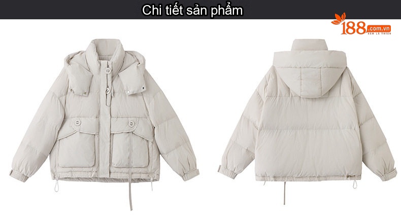 Áo Khoác Phao Nữ Ngắn Tay Dáng Bomber Thiết Kế Thời Trang Cao Cấp Màu Đen, Nâu, Xám, Kem chi tiết 32