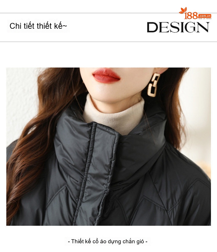 Áo Khoác Phao Nữ Ngắn Tay Dáng Bomber Trẻ Trung Ấm Áp Màu Đen, Trắng chi tiết 6