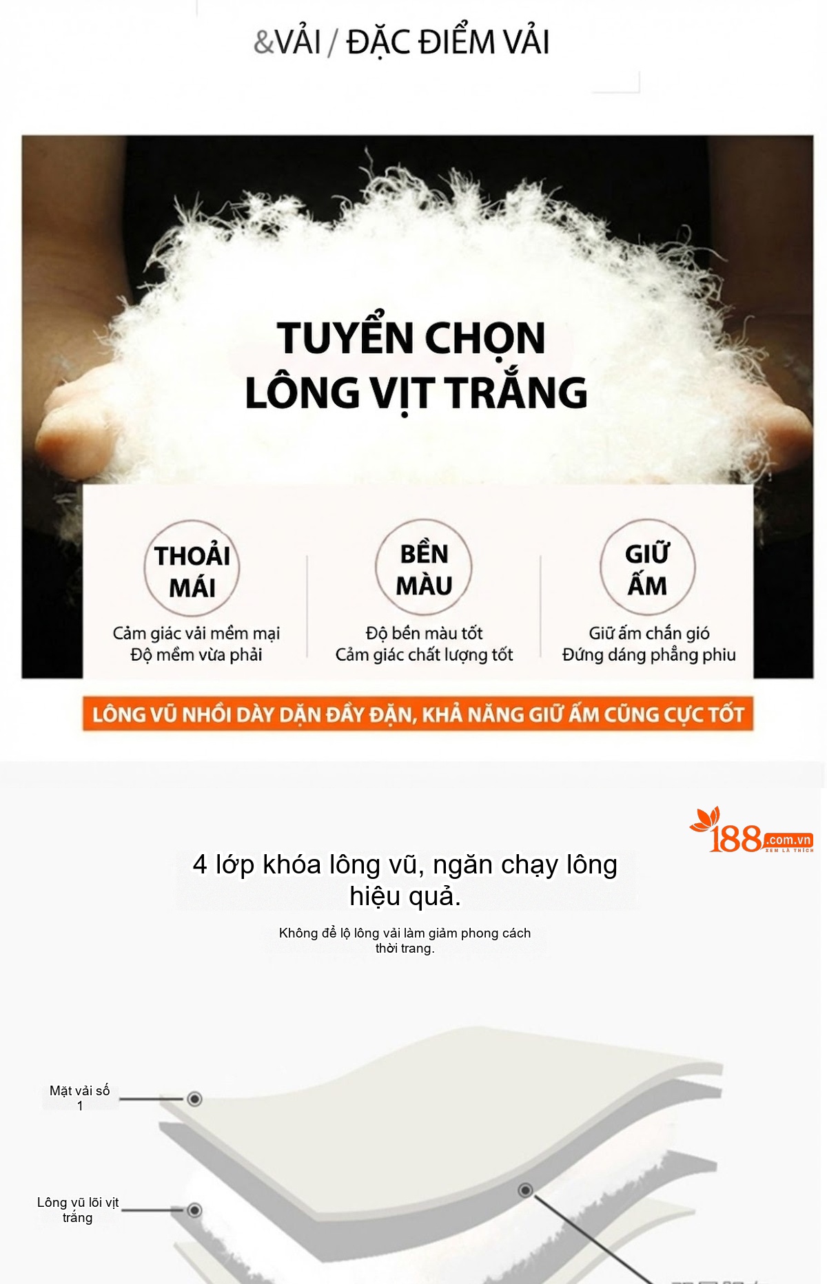 Áo Khoác Phao Nữ Ngắn Tay Dáng Hàn Quốc Có Mũ Lót Lông Vịt Trắng 90 Màu Vàng Kem chi tiết 5