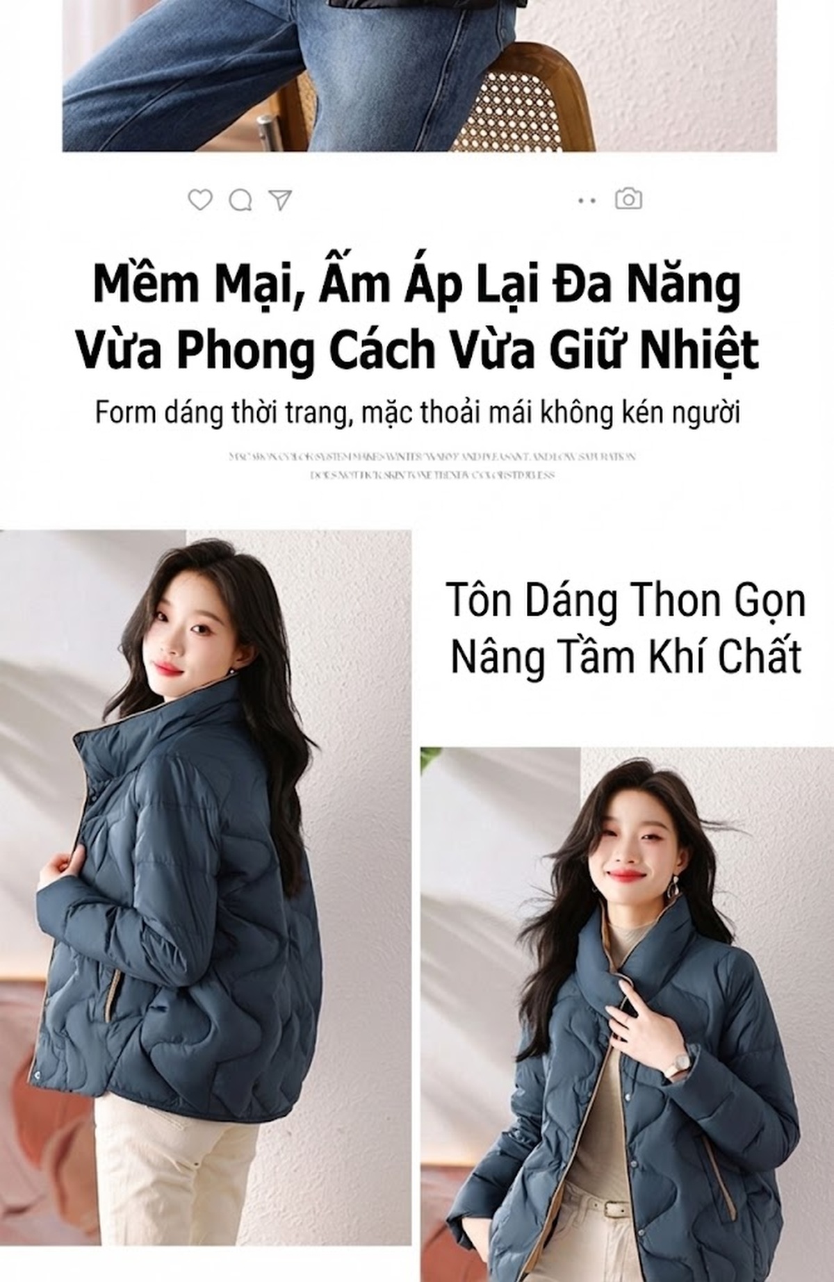Áo Khoác Phao Nữ Ngắn Tay Thu Đông Trẻ Trung Cao Cấp Màu Đỏ, Xanh Dương, Đen chi tiết 4