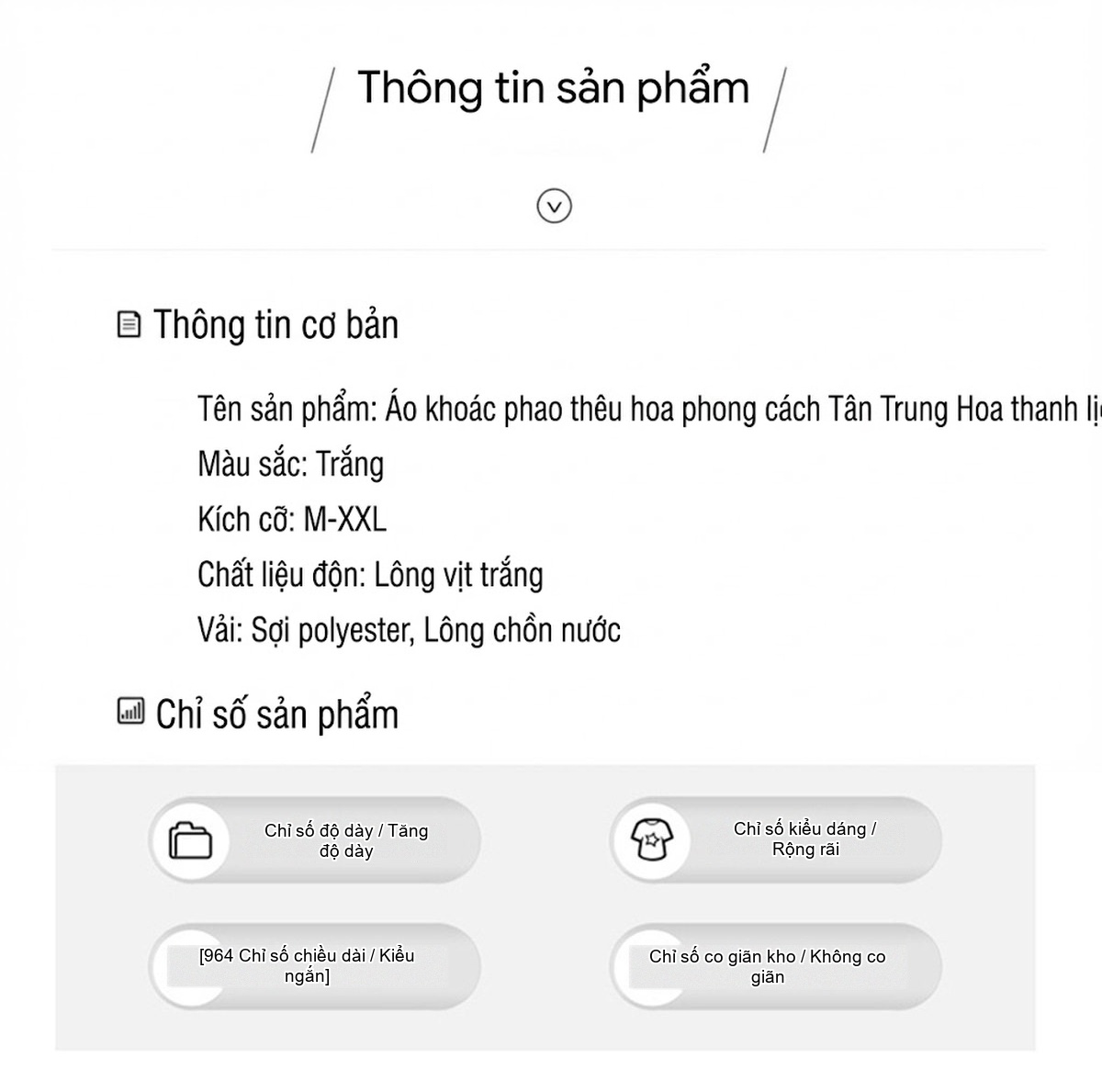 Áo Khoác Phao Nữ Thêu Hoa Tân Thời, Dáng Rộng, Giữ Ấm, Nhẹ, Lông Vịt Trắng, Màu Trắng Kem chi tiết 1