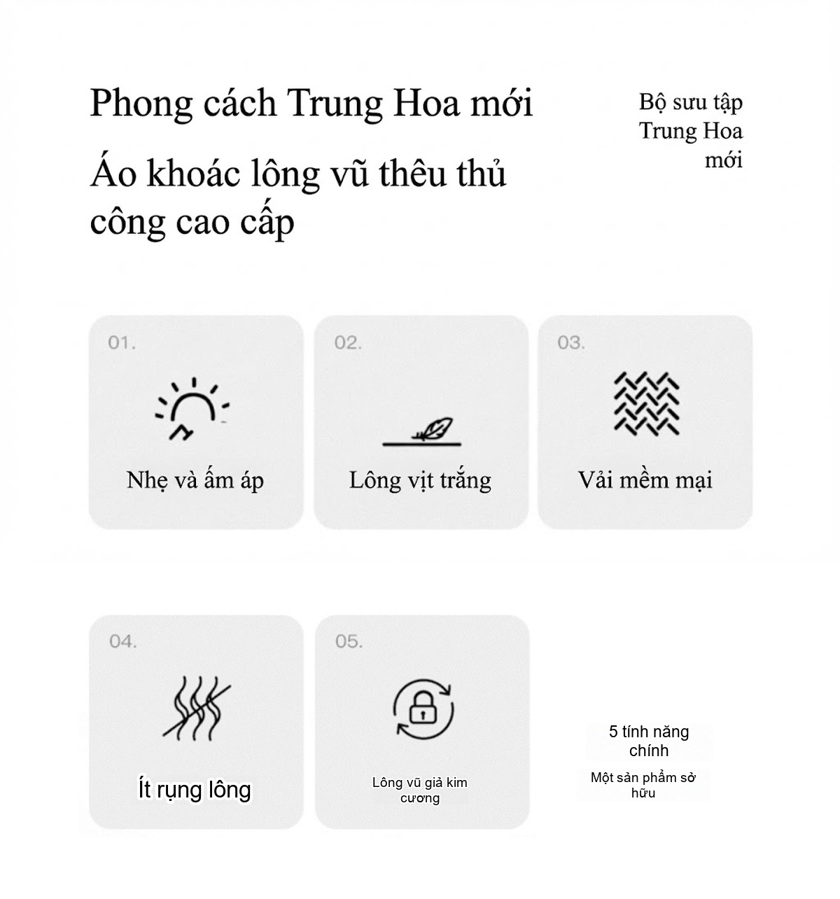 Áo Khoác Phao Nữ Thêu Họa Tiết Nhẹ Mỏng Giữ Ấm Màu Trắng Kem chi tiết 8