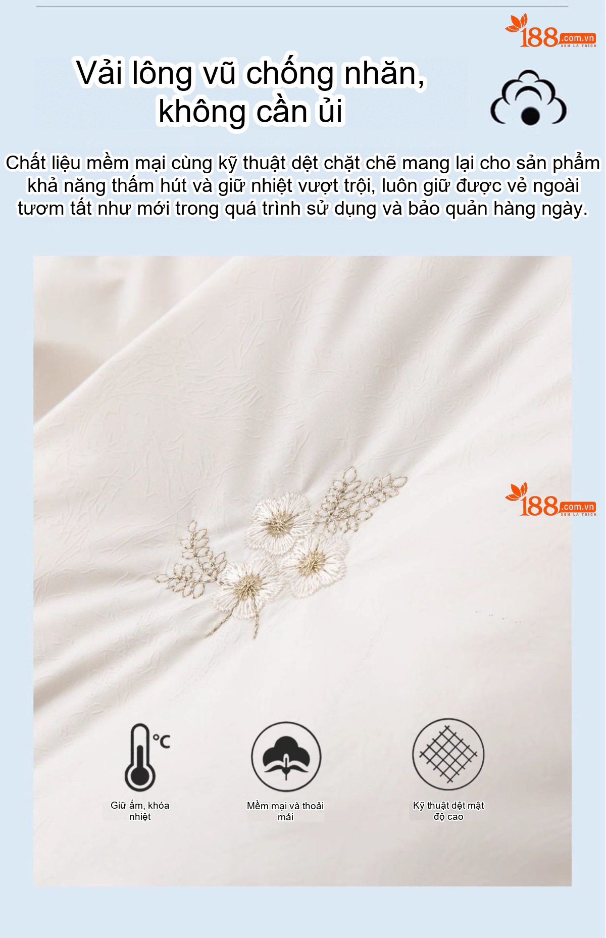 Áo Khoác Phao Nữ Thêu Họa Tiết Nhẹ Mỏng Giữ Ấm Màu Trắng Kem chi tiết 11