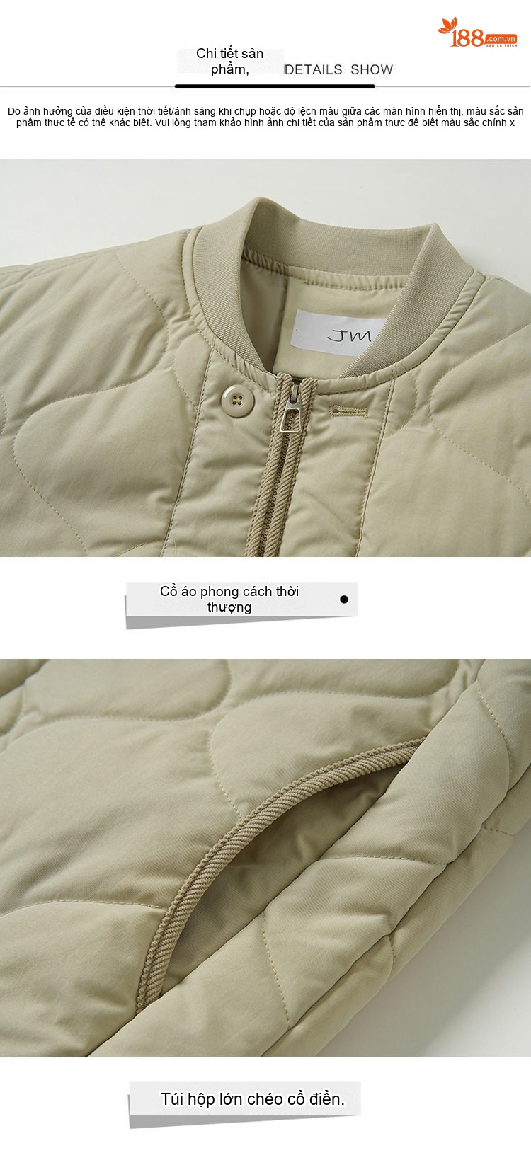 Áo Khoác Phao Nữ Trám Ô Thiết Kế Tiểu Trà Hàn Quốc, Áo Cotton Lót Bông Ngắn Tay Dài Form Rộng Màu Be chi tiết 21