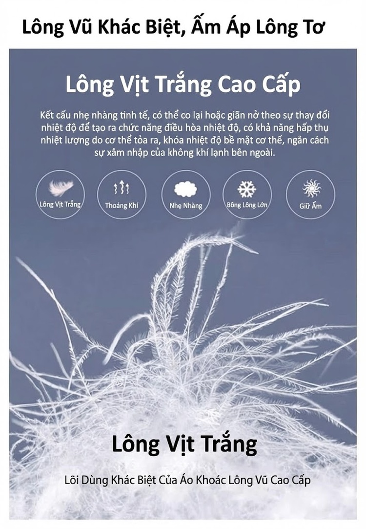 Áo Khoác Phao Nữ Trung Niên Lót Lông Vũ Ngắn Có Mũ Trùm Đầu Giữ Ấm Màu Đỏ, Đen, Tím... chi tiết 4