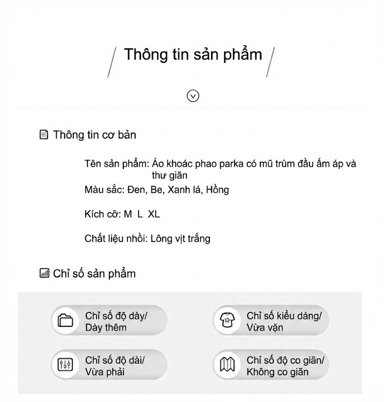 Áo Khoác Phao Parka Nữ Dáng Dài Vừa Thu Đông Cao Cấp Trắng Vịt Ấm Áp Màu Vàng, Trắng Kem, Hồng, Đen chi tiết 16