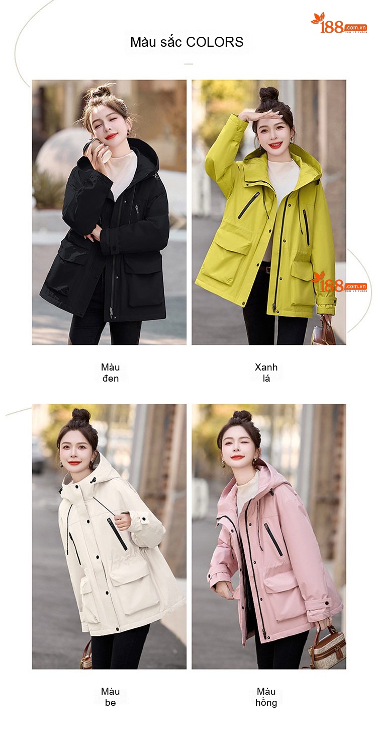 Áo Khoác Phao Parka Nữ Dáng Dài Vừa Thu Đông Cao Cấp Trắng Vịt Ấm Áp Màu Vàng, Trắng Kem, Hồng, Đen chi tiết 6