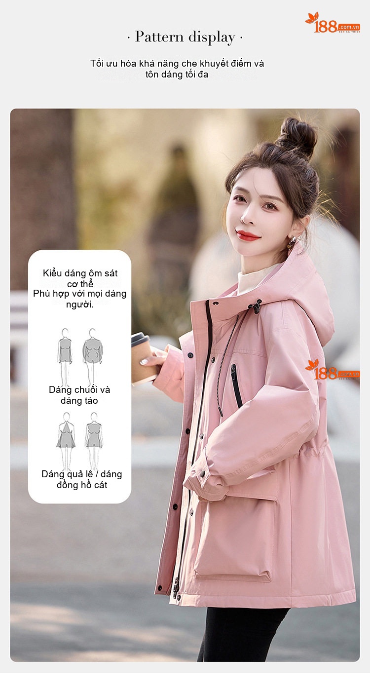 Áo Khoác Phao Parka Nữ Dáng Dài Vừa Thu Đông Cao Cấp Trắng Vịt Ấm Áp Màu Vàng, Trắng Kem, Hồng, Đen chi tiết 11