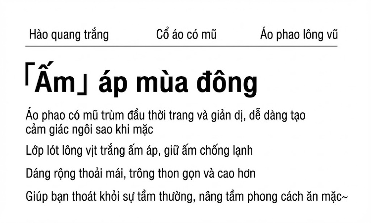 Áo Khoác Phao Parka Nữ Dáng Dài Vừa Thu Đông Cao Cấp Trắng Vịt Ấm Áp Màu Vàng, Trắng Kem, Hồng, Đen chi tiết 2