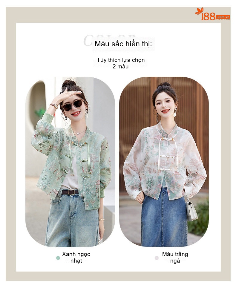 Áo khoác quốc dân Trung Hoa phong cách mỏng nhẹ dáng ngắn cho nữ chi tiết 2