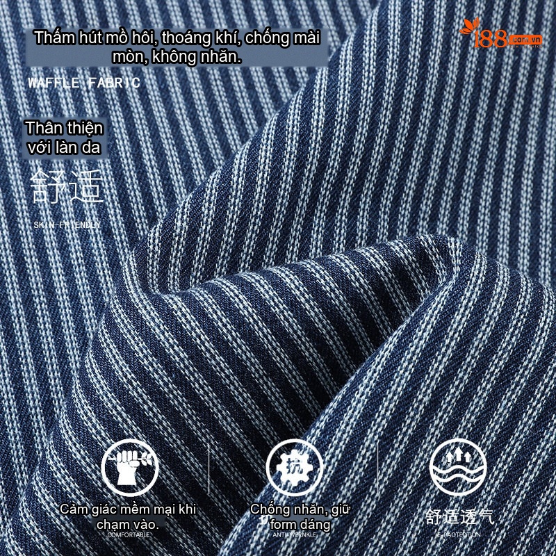 Áo Khoác Sọc Dài Tay Nam Cổ Denim Phong Cách Casual Màu Xanh