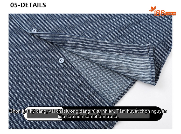 Áo Khoác Sọc Dài Tay Nam Cổ Denim Phong Cách Casual Màu Xanh chi tiết 13
