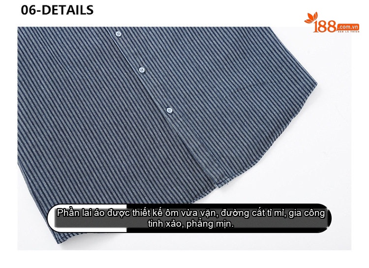 Áo Khoác Sọc Dài Tay Nam Cổ Denim Phong Cách Casual Màu Xanh chi tiết 14