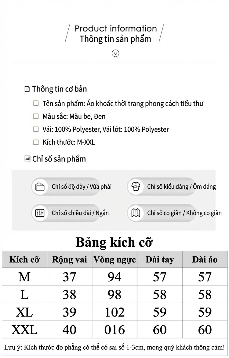 Áo Khoác Tiểu Thư Ngắn Tay Dài Phong Cách Tiểu Hương Màu Trắng, Đen chi tiết 12