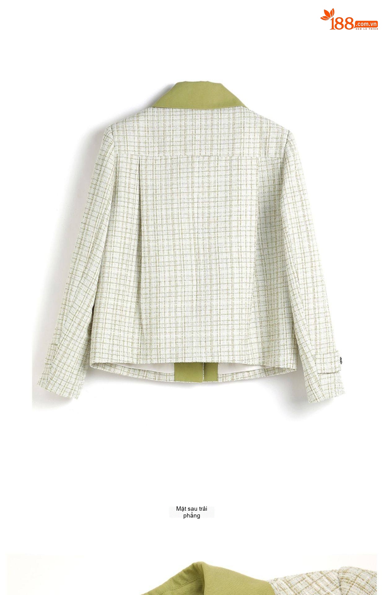 Áo Khoác Tiểu Thư Tay Dài Ngắn Dáng Croptop Thiết Kế Kẻ Caro Màu Xanh Lá, Xanh Dương, Đen chi tiết 31