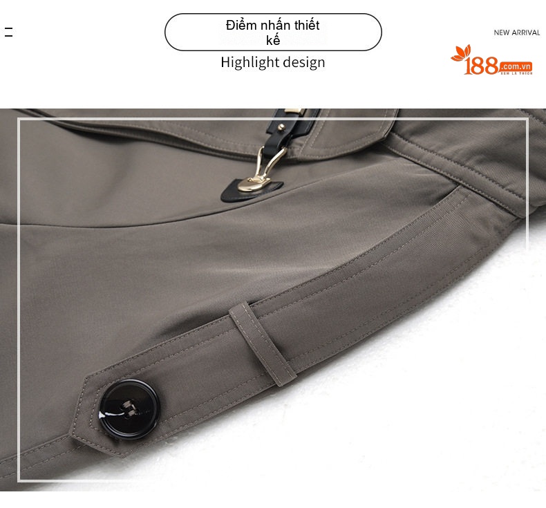 Áo Khoác Trench Coat Nữ Dáng Dài Vừa Phong Cách Anh Quốc Màu Be, Xám, Xanh Olive chi tiết 4