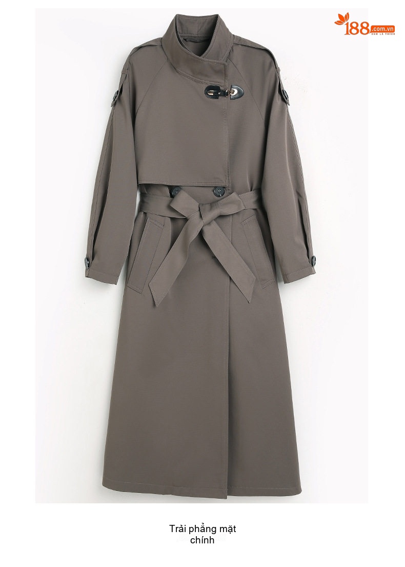 Áo Khoác Trench Coat Nữ Dáng Dài Vừa Phong Cách Anh Quốc Màu Be, Xám, Xanh Olive chi tiết 21