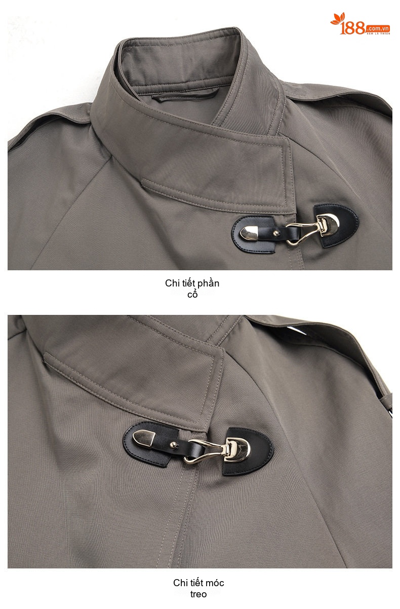 Áo Khoác Trench Coat Nữ Dáng Dài Vừa Phong Cách Anh Quốc Màu Be, Xám, Xanh Olive chi tiết 23
