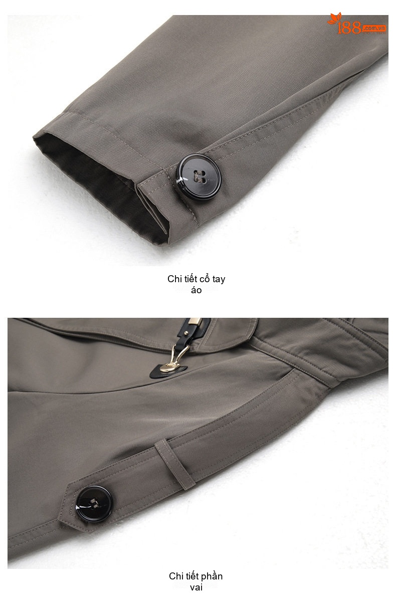 Áo Khoác Trench Coat Nữ Dáng Dài Vừa Phong Cách Anh Quốc Màu Be, Xám, Xanh Olive chi tiết 24