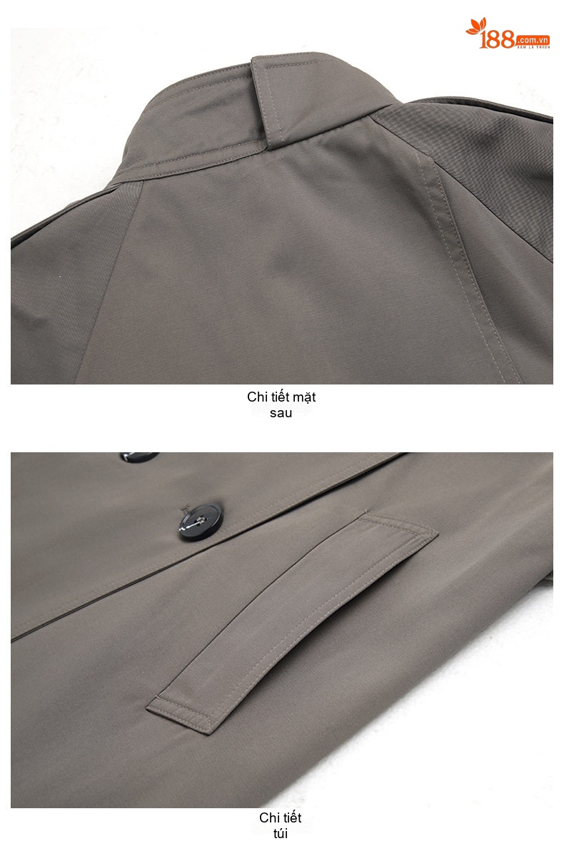 Áo Khoác Trench Coat Nữ Dáng Dài Vừa Phong Cách Anh Quốc Màu Be, Xám, Xanh Olive chi tiết 25