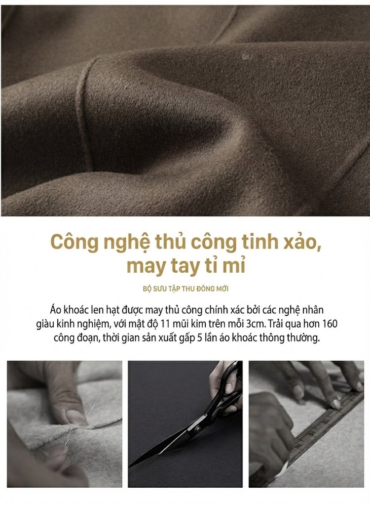Áo Khoác Vest Nam Hai Mặt Lông Cừu Phong Cách Doanh Nhân Trung Niên Màu Đen, Xám, Nâu chi tiết 4