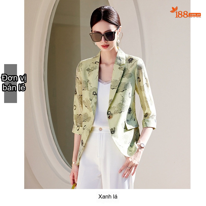 Áo Khoác Vest Nữ Thiên Sứ Tay Lỡ Họa Tiết Thời Trang Màu Trắng, Xanh Lá, Kaki
