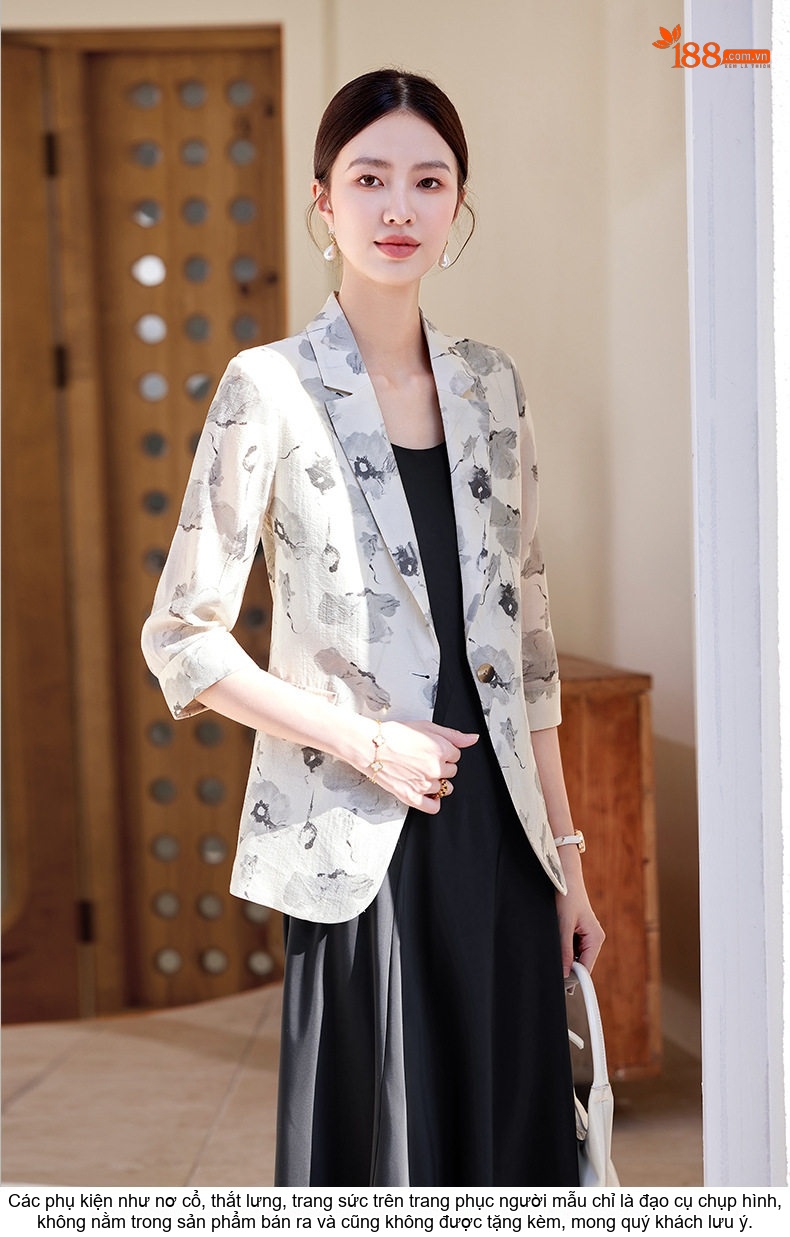 Áo Khoác Vest Nữ Thiên Sứ Tay Lỡ Họa Tiết Thời Trang Màu Trắng, Xanh Lá, Kaki chi tiết 10