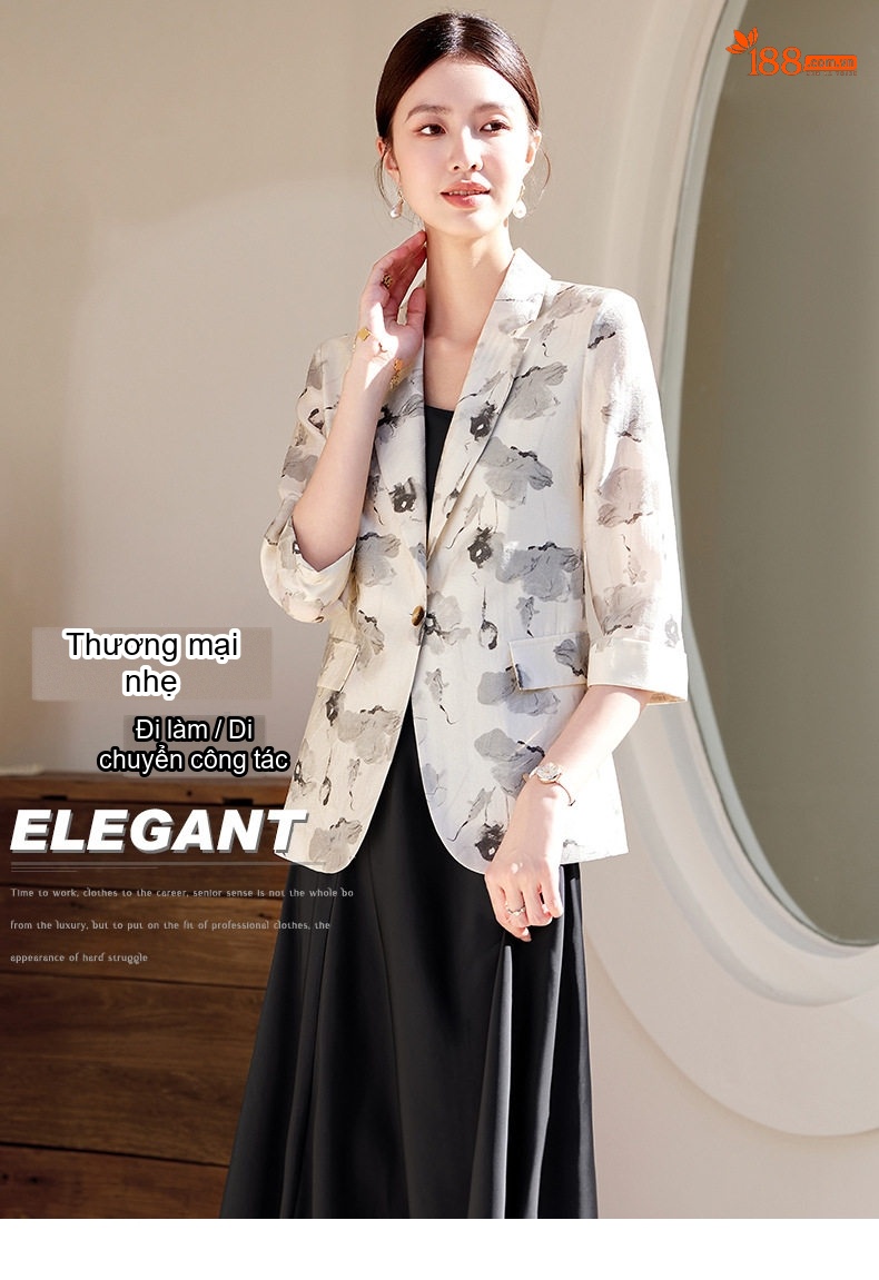 Áo Khoác Vest Nữ Thiên Sứ Tay Lỡ Họa Tiết Thời Trang Màu Trắng, Xanh Lá, Kaki chi tiết 2