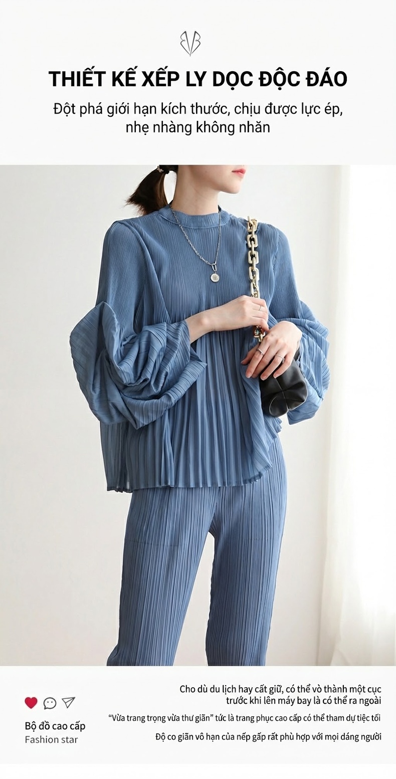 Áo Kiểu Nữ Tay Bồng Thiết Kế Ly Nhún Phong Cách Ulzzang Hàn Quốc Màu Hồng, Xanh, Xám, Trắng... chi tiết 1