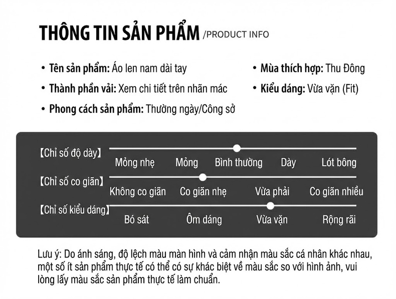 Áo Len Nam Cashmere Dệt Kim Cổ Tròn Dáng Ôm Màu Be, Đen, Xanh, Đỏ chi tiết 6