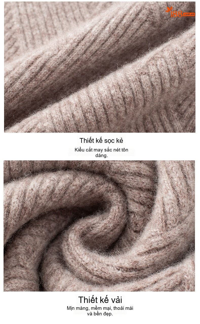 Áo Len Nam Cashmere Dệt Kim Cổ Tròn Dáng Ôm Màu Be, Đen, Xanh, Đỏ chi tiết 20