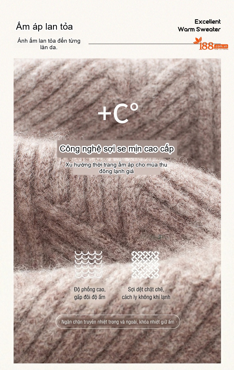 Áo Len Nam Cashmere Dệt Kim Cổ Tròn Dáng Ôm Màu Be, Đen, Xanh, Đỏ chi tiết 3
