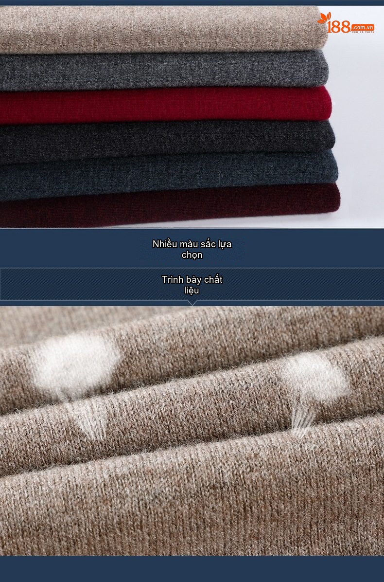 Áo Len Nam Cổ Bẻ Erdos Wool Dày Dặn Kiểu Chui Đầu Dành Cho Trung Niên Màu Be, Xám, Đỏ, Đỏ Tía chi tiết 33