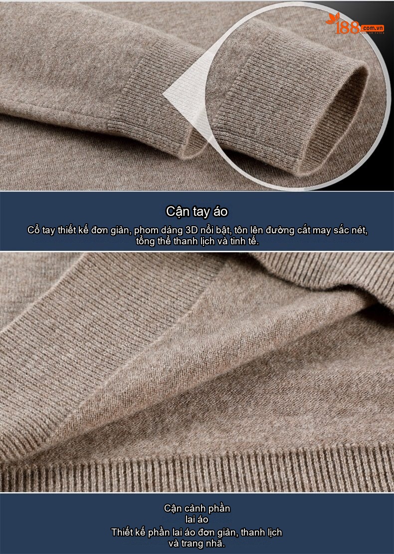Áo Len Nam Cổ Bẻ Erdos Wool Dày Dặn Kiểu Chui Đầu Dành Cho Trung Niên Màu Be, Xám, Đỏ, Đỏ Tía chi tiết 35