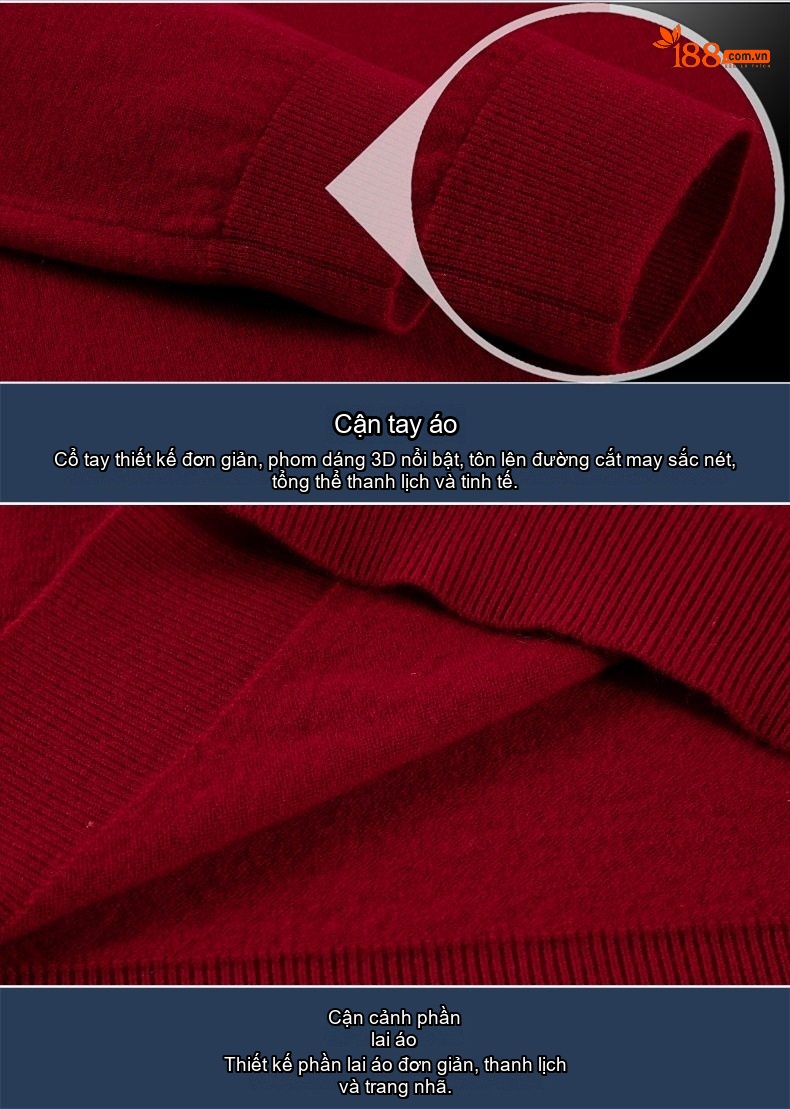 Áo Len Nam Cổ Bẻ Erdos Wool Dày Dặn Kiểu Chui Đầu Dành Cho Trung Niên Màu Be, Xám, Đỏ, Đỏ Tía chi tiết 39