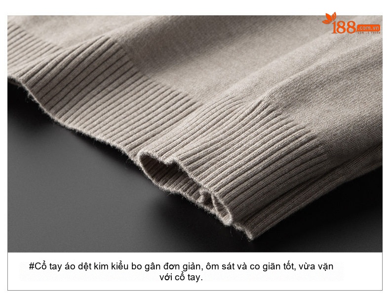 Áo Len Nam Dáng Ôm Cổ Sơ Mi Dệt Kim Tay Dài Màu Xám, Đen chi tiết 15