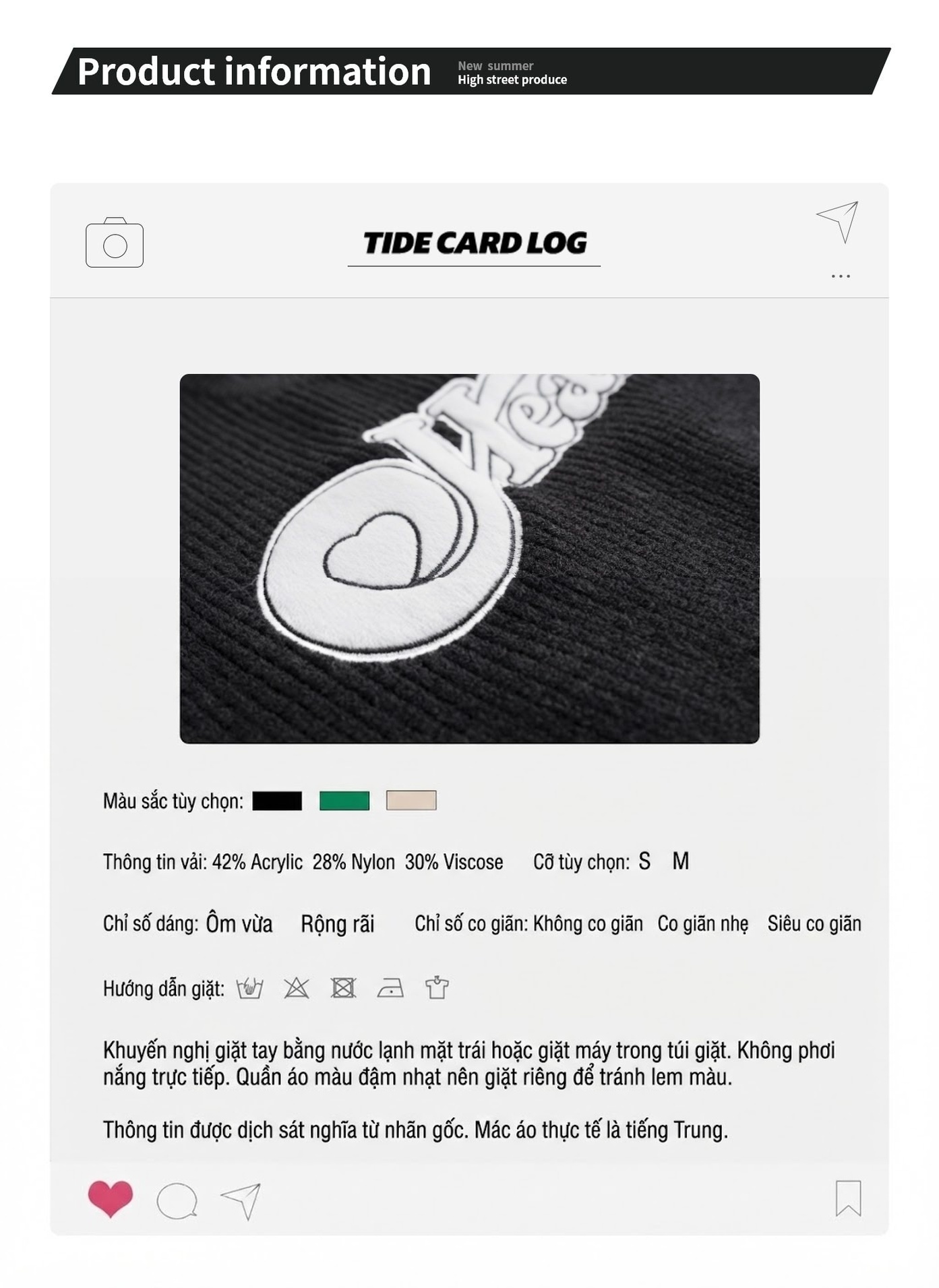 Áo Len Nữ Dệt Kim Ngắn Tay Dài Thêu Chữ Phong Cách Mỹ Màu Đen, Xanh Lá, Kem chi tiết 5