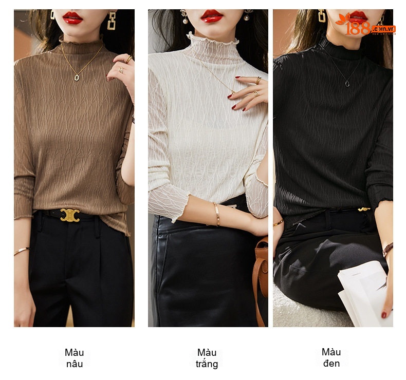 Áo Lót Lưới Nữ Dài Tay Cổ Lửng Ôm Dáng Phong Cách Thời Trang chi tiết 9