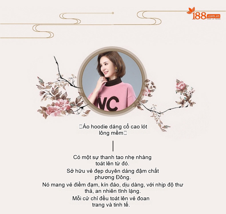 Áo Nỉ Cổ Lọ Nữ Dáng Dài Lót Lông Dày Dặn In Chữ Phong Cách Thu Đông Màu Xanh, Hồng, Nâu, Xanh Dương... chi tiết 2