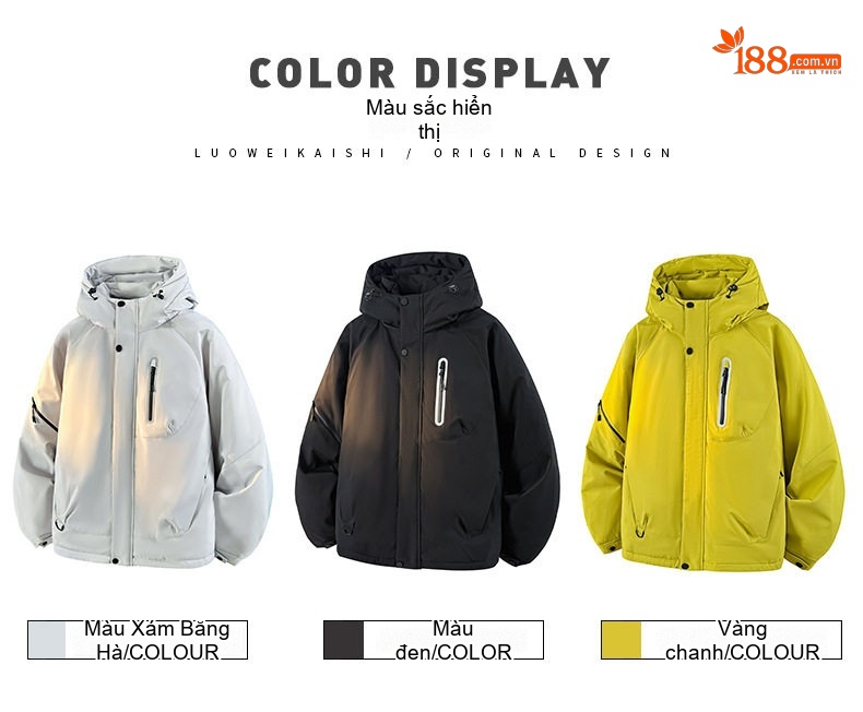 Áo Phao Nam Nữ 90% Lông Nhung Áo Khoác Parka Dáng Rộng Mũ Trùm Đầu Dày Dặn Màu Vàng, Trắng, Đen chi tiết 8