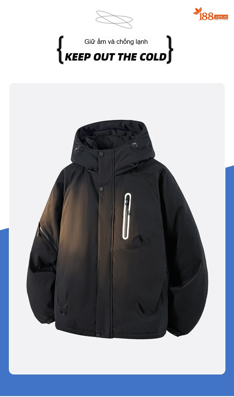 Áo Phao Nam Nữ 90% Lông Nhung Áo Khoác Parka Dáng Rộng Mũ Trùm Đầu Dày Dặn Màu Vàng, Trắng, Đen chi tiết 10