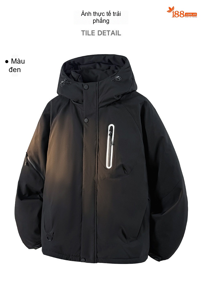 Áo Phao Nam Nữ 90% Lông Nhung Áo Khoác Parka Dáng Rộng Mũ Trùm Đầu Dày Dặn Màu Vàng, Trắng, Đen chi tiết 13