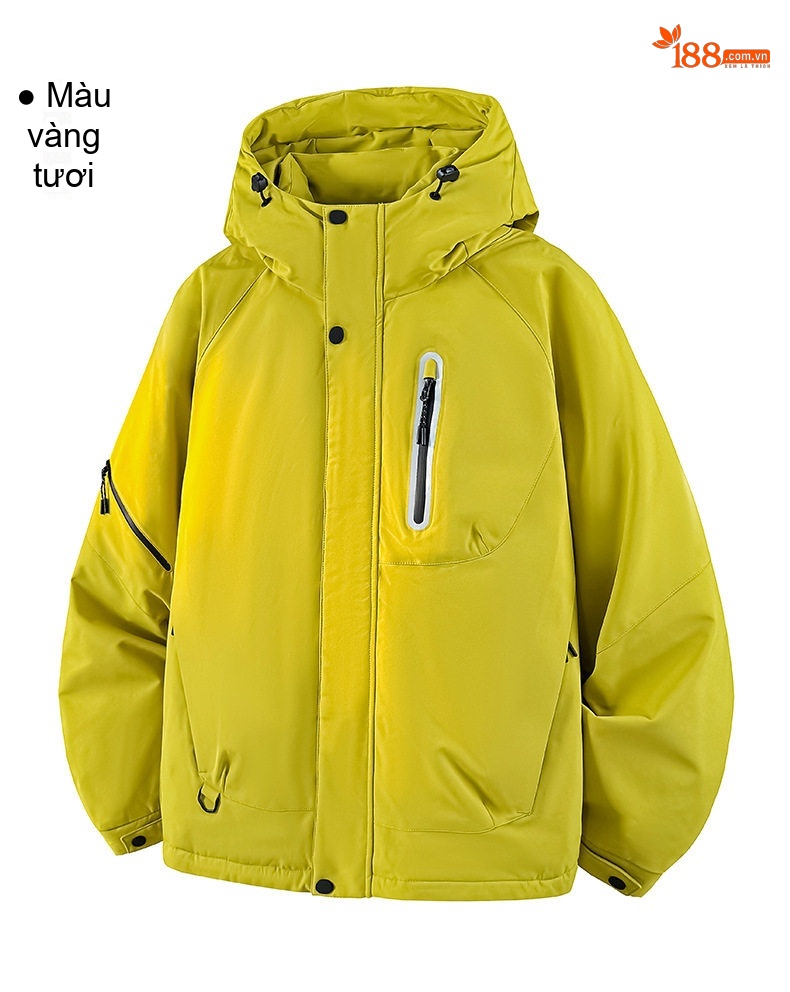 Áo Phao Nam Nữ 90% Lông Nhung Áo Khoác Parka Dáng Rộng Mũ Trùm Đầu Dày Dặn Màu Vàng, Trắng, Đen chi tiết 19