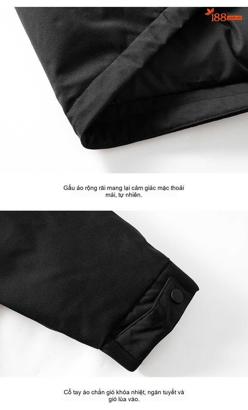 Áo Phao Nam Nữ 90% Lông Nhung Áo Khoác Parka Dáng Rộng Mũ Trùm Đầu Dày Dặn Màu Vàng, Trắng, Đen chi tiết 24